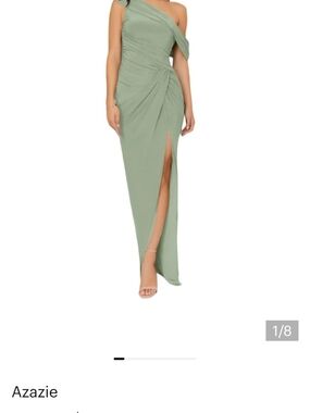 Azazie Rorie Draped Dress In Agave